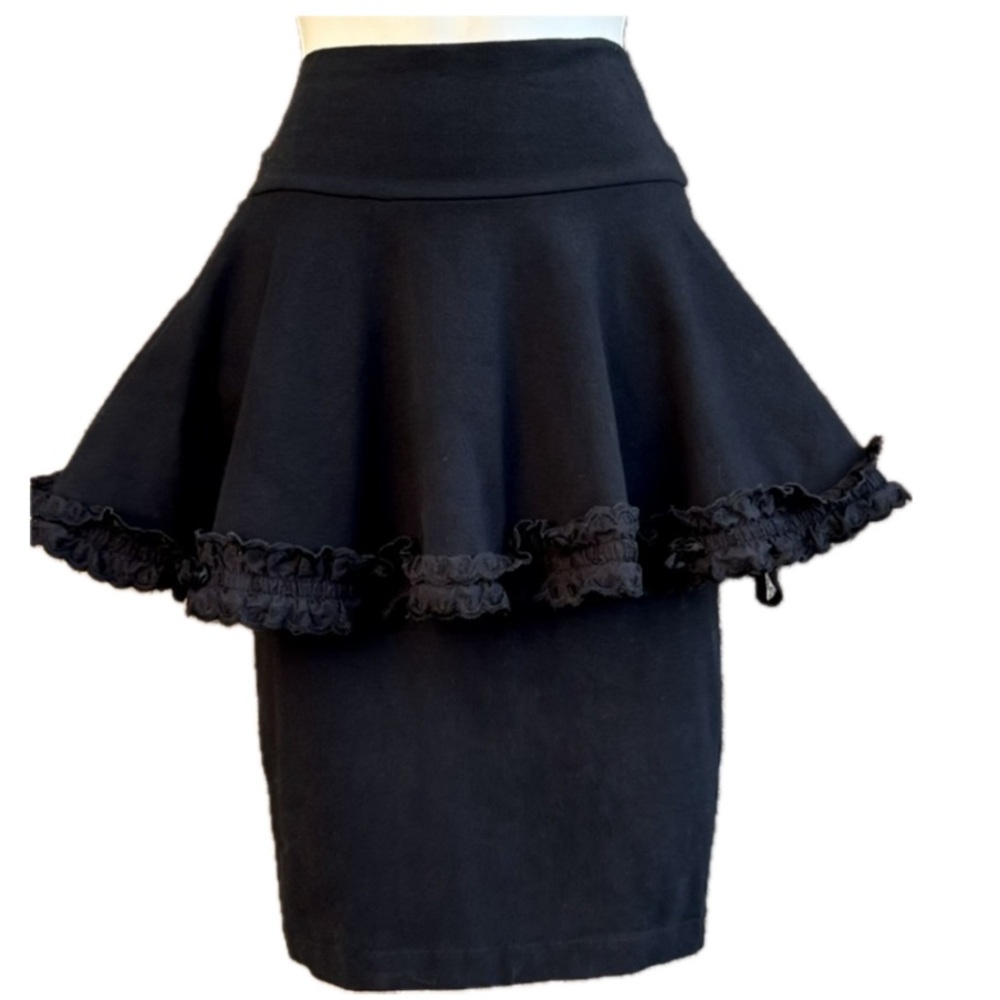 Vintage 90’s Black Ruffled Peplum Skirt S